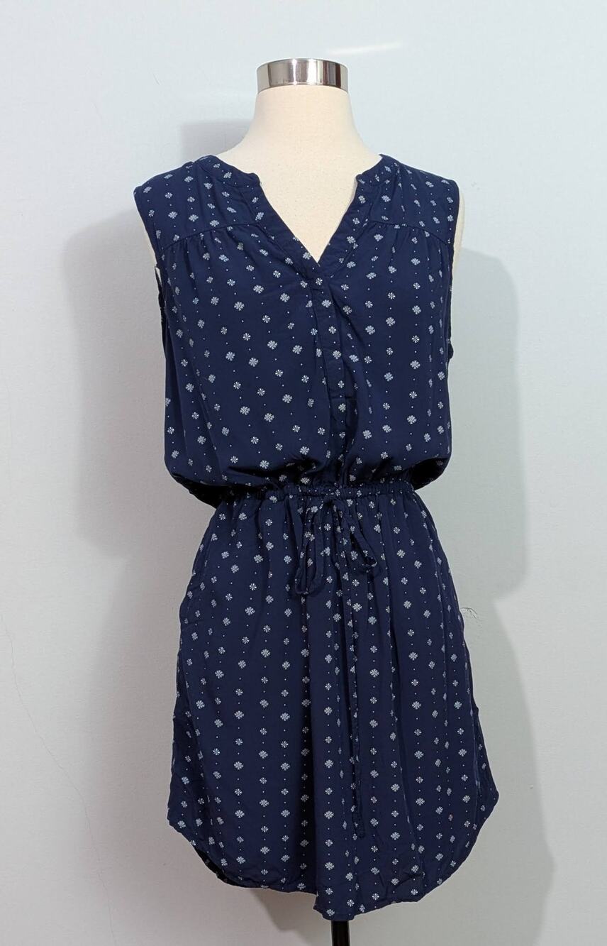 Gap Blue Drawstring Shirt Dress